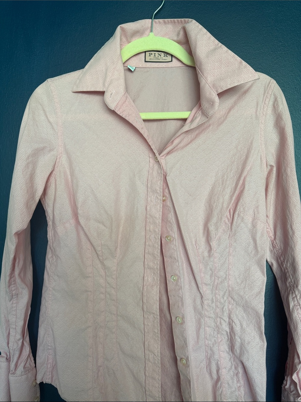 Thomas Pink Light Pink Textured Collared Button-Up Shirt